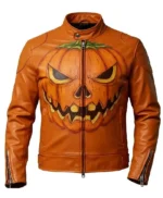 Evil Jack-o’-lantern Orange Leather Jacket