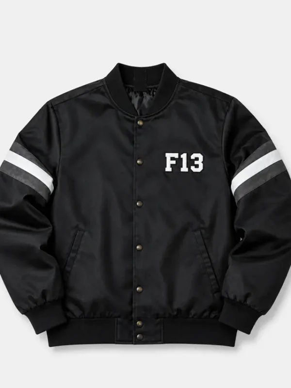 F13 black Satin Bomber Jacket