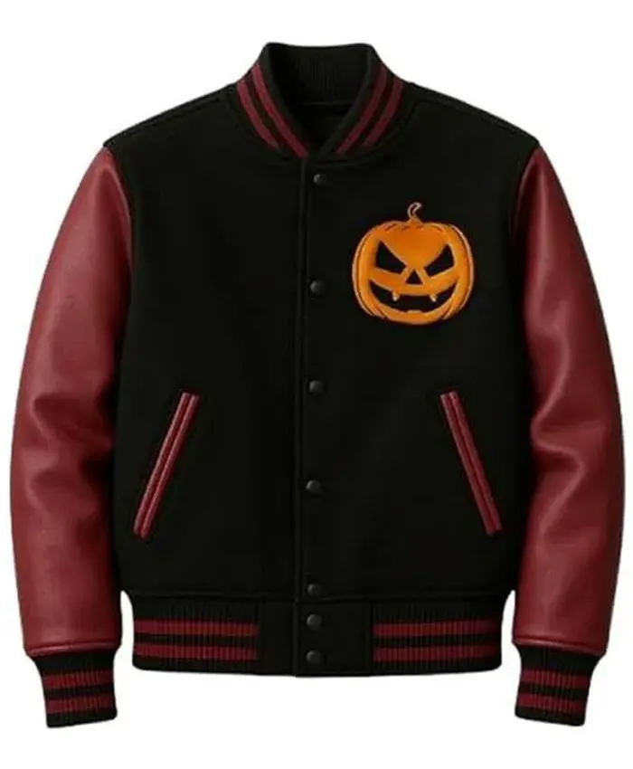 Fire Pumpkin Varsity Jacket Fire Pumpkin Varsity Jacket
