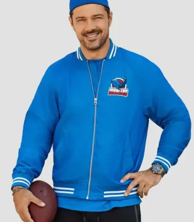 Fourth Down and Love 2023 Ryan Paevey Blue Bomber Jacket