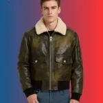Frenton Aviator Naval Leather Jacket