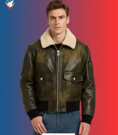 Frenton Aviator Naval Leather Jacket