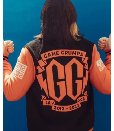 Game Grumps Black and Orange Varsity Jacket