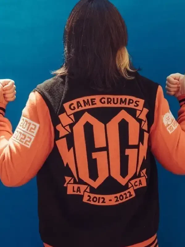 Game Grumps Black and Orange Varsity Jacket