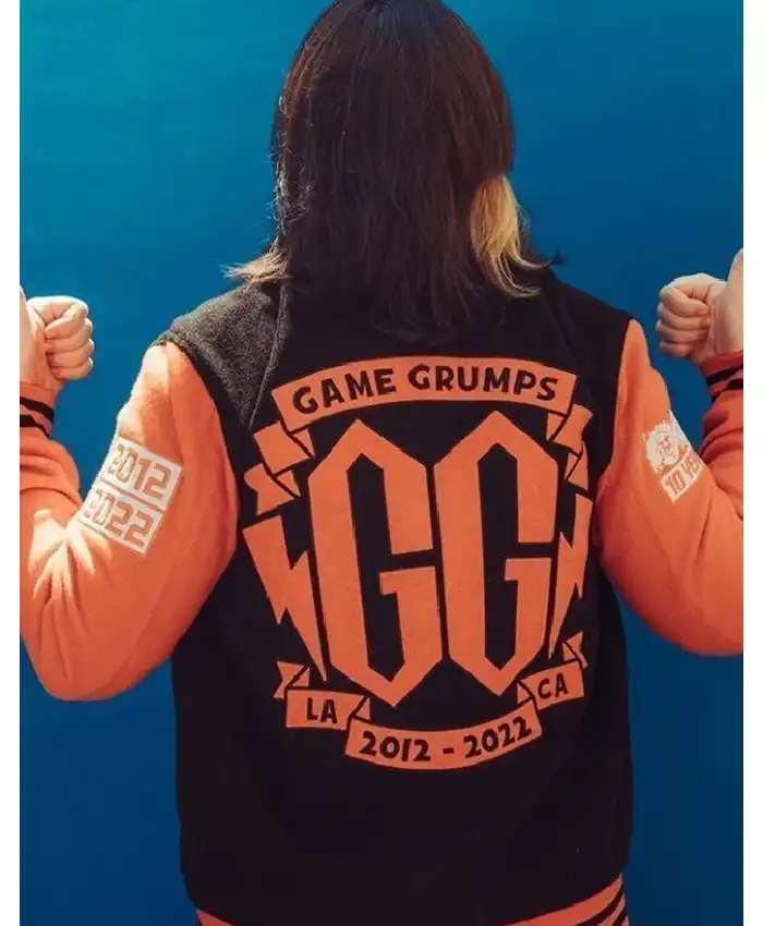Game Grumps Black and Orange Varsity Jacket Game Grumps Black and Orange Varsity Jacket