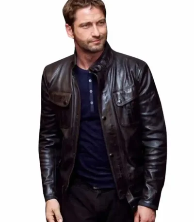 Gerard Butler Olympus Has Fallen Brown Leather Jacket
