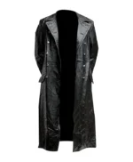 German Classic Officer WW2 Military Uniform Black Leather Trench Coat