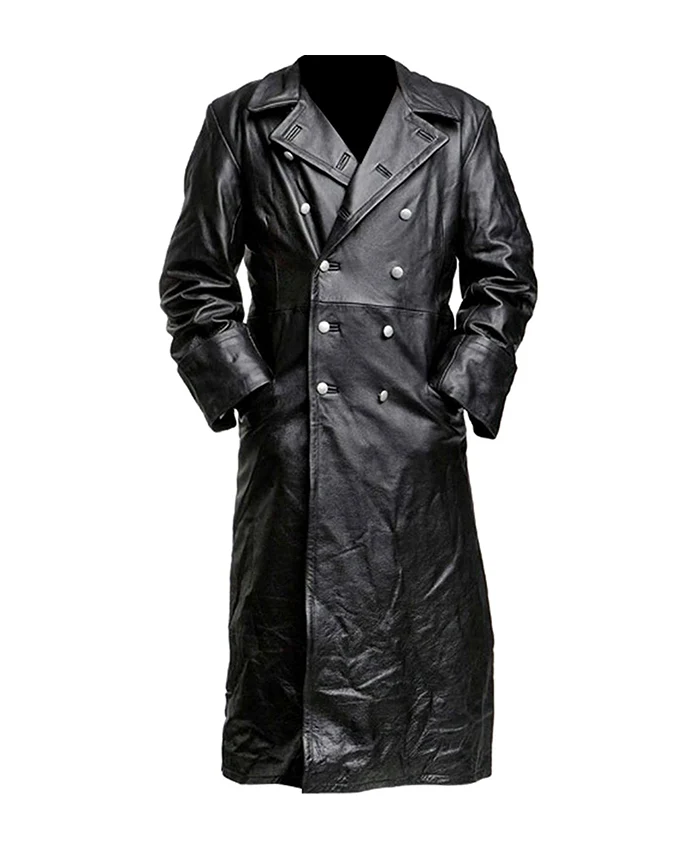 German Classic Officer WW2 Military Uniform Black Leather Trench Coat German Classic Officer WW2 Military Uniform Black Leather Trench Coat