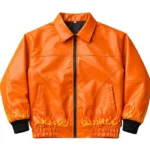 Ghost Flame Leather Bomber Jacket