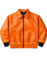 Ghost Flame Leather Bomber Jacket