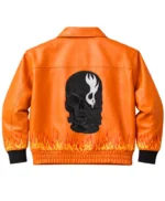 Ghost Flame Leather Bomber Jacket
