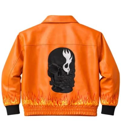 Ghost Flame Leather Bomber Jacket