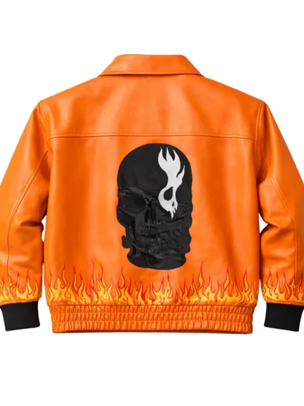 Ghost Flame Leather Bomber Jacket