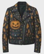 Ghost and Pumpkin Leather Jacket