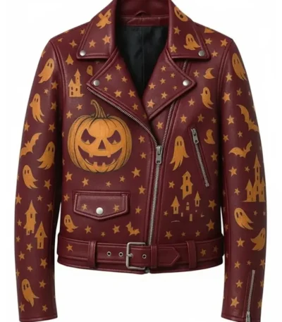 Ghost and Pumpkin Leather Jacket