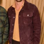 Glen Powell Hit Man 2024 Maroon Jacket