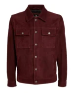 Glen Powell Hit Man 2024 Maroon Jacket
