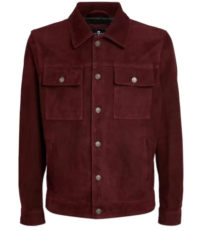 Glen Powell Hit Man 2024 Maroon Jacket
