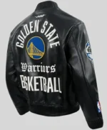 Golden State Warriors Black Leather Jacket