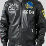 Golden State Warriors Black Leather Jacket