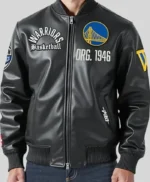 Golden State Warriors Black Leather Jacket