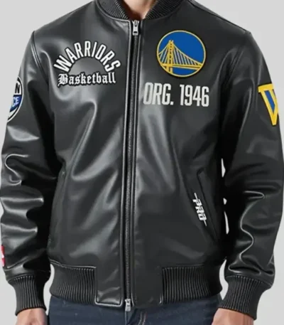 Golden State Warriors Black Leather Jacket