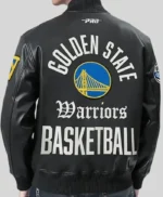 Golden State Warriors Black Leather Jacket