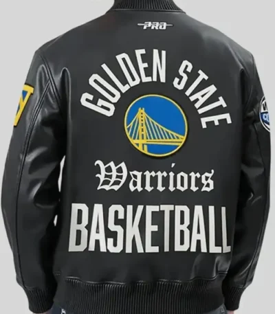 Golden State Warriors Black Leather Jacket