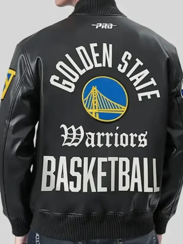 Golden State Warriors Black Leather Jacket