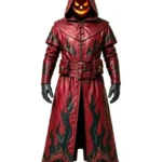 Gothic Flame Leather Trench Coat