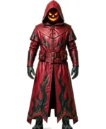 Gothic Flame Leather Trench Coat