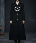 Gothic Pumpkin Black Wool Coat for Women