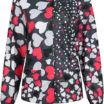 Grey and Red Hearts Halloween Scrub Jacket