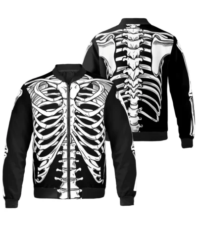 Halloween 3D Ribcage Bomber Jacket