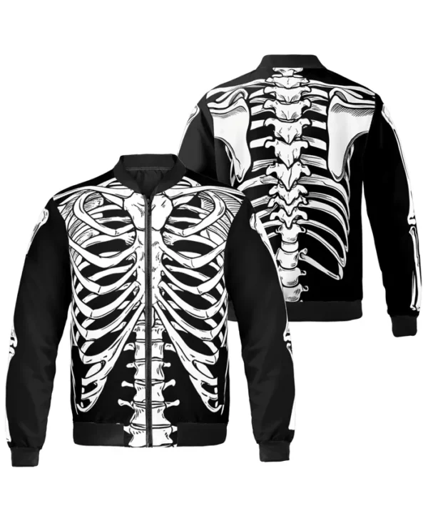 Halloween 3D Ribcage Bomber Jacket