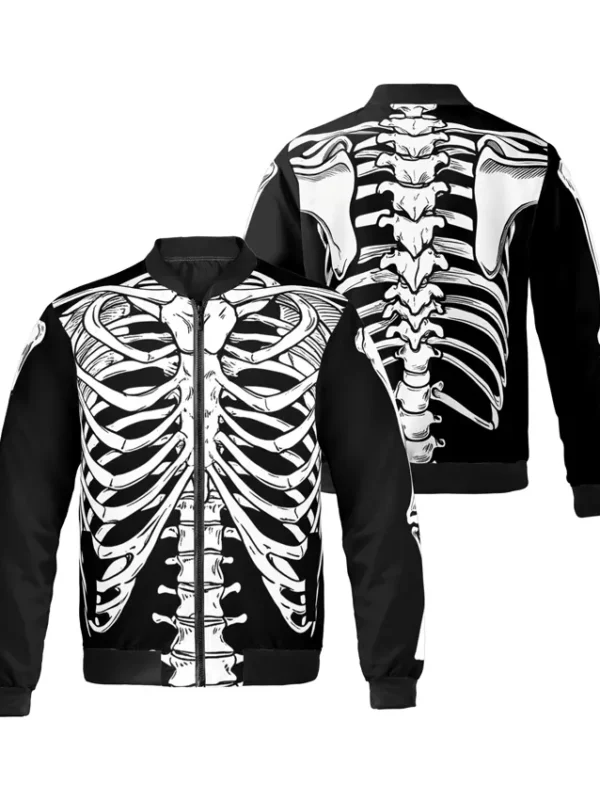 Halloween 3D Ribcage Bomber Jacket