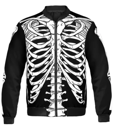 Halloween 3D Ribcage Bomber Jacket