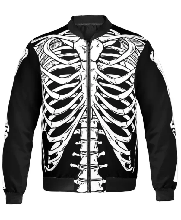 Halloween 3D Ribcage Bomber Jacket