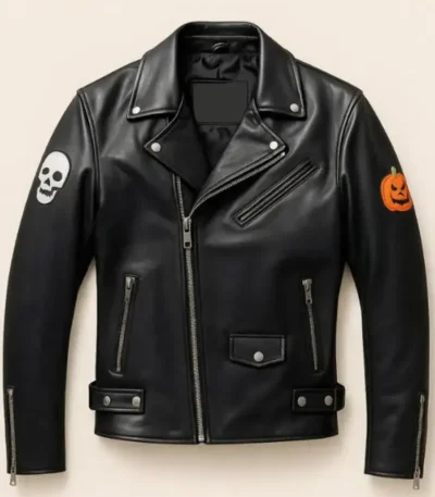 Halloween Black Leather Biker Jacket