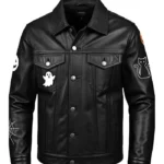 Halloween Black Leather Trucker Jacket