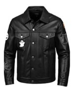 Halloween Black Leather Trucker Jacket