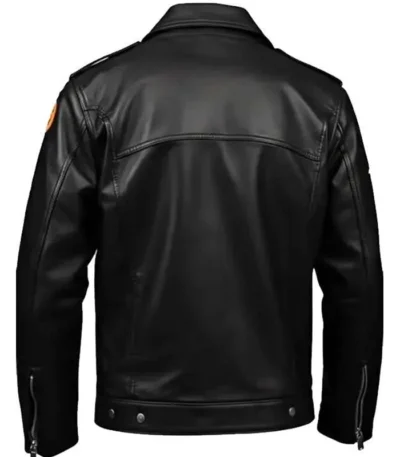 Halloween Black Leather Trucker Jacket