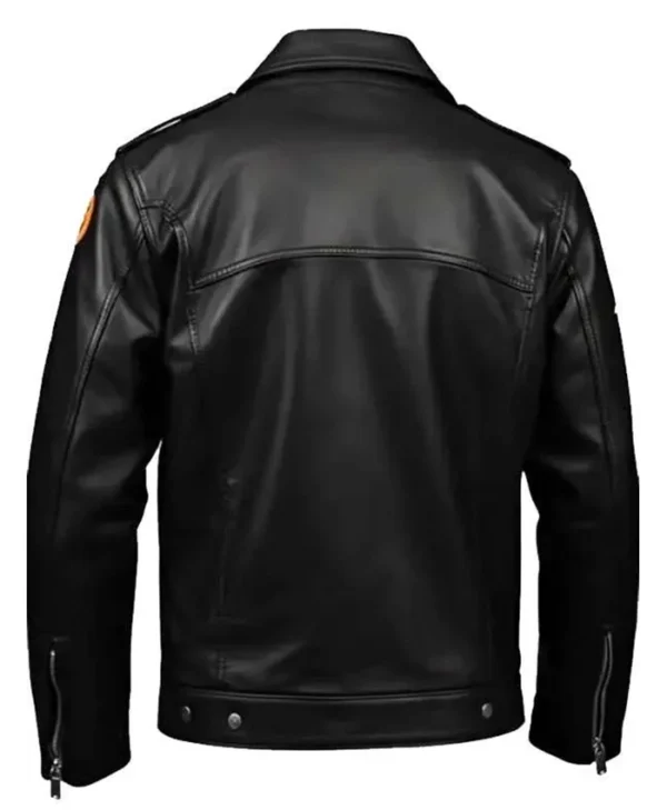 Halloween Black Leather Trucker Jacket