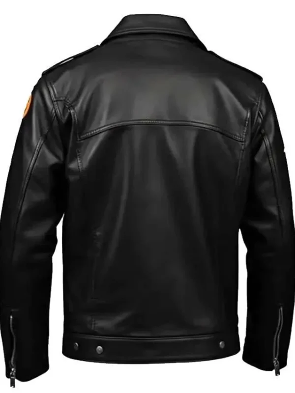 Halloween Black Leather Trucker Jacket