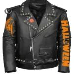 Halloween Black Zip-up Biker Leather Jacket