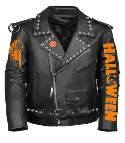 Halloween Black Zip-up Biker Leather Jacket