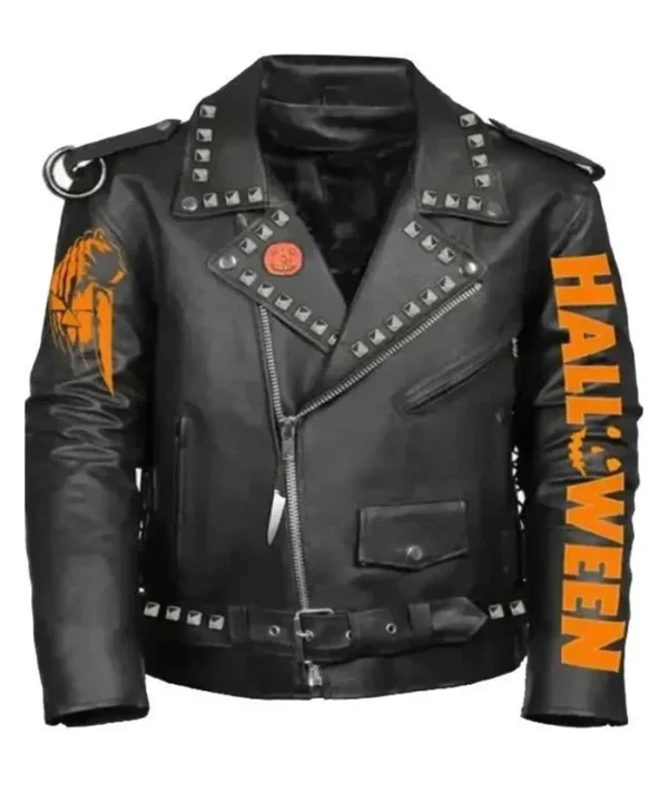 Halloween Black Zip-up Biker Leather Jacket