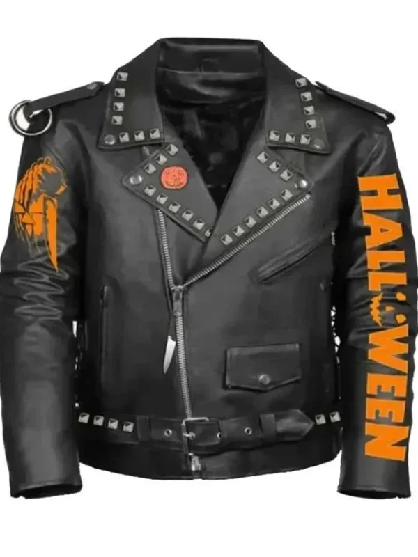 Halloween Black Zip-up Biker Leather Jacket