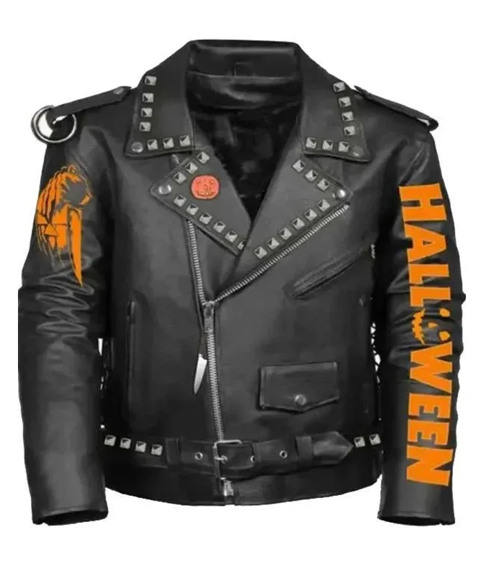 Halloween Black Zip-up Biker Leather Jacket Halloween Black Zip-up Biker Leather Jacket