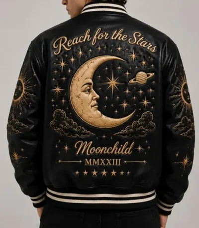 Celestial Moonchild Varsity Leather Jacket